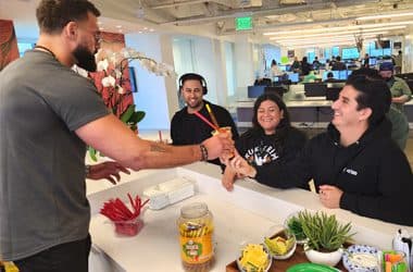 TaxRise employees enjoy break