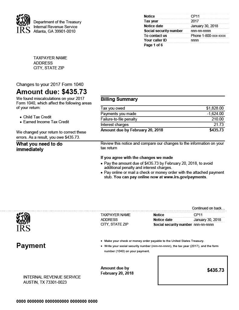 IRS CP11 example
