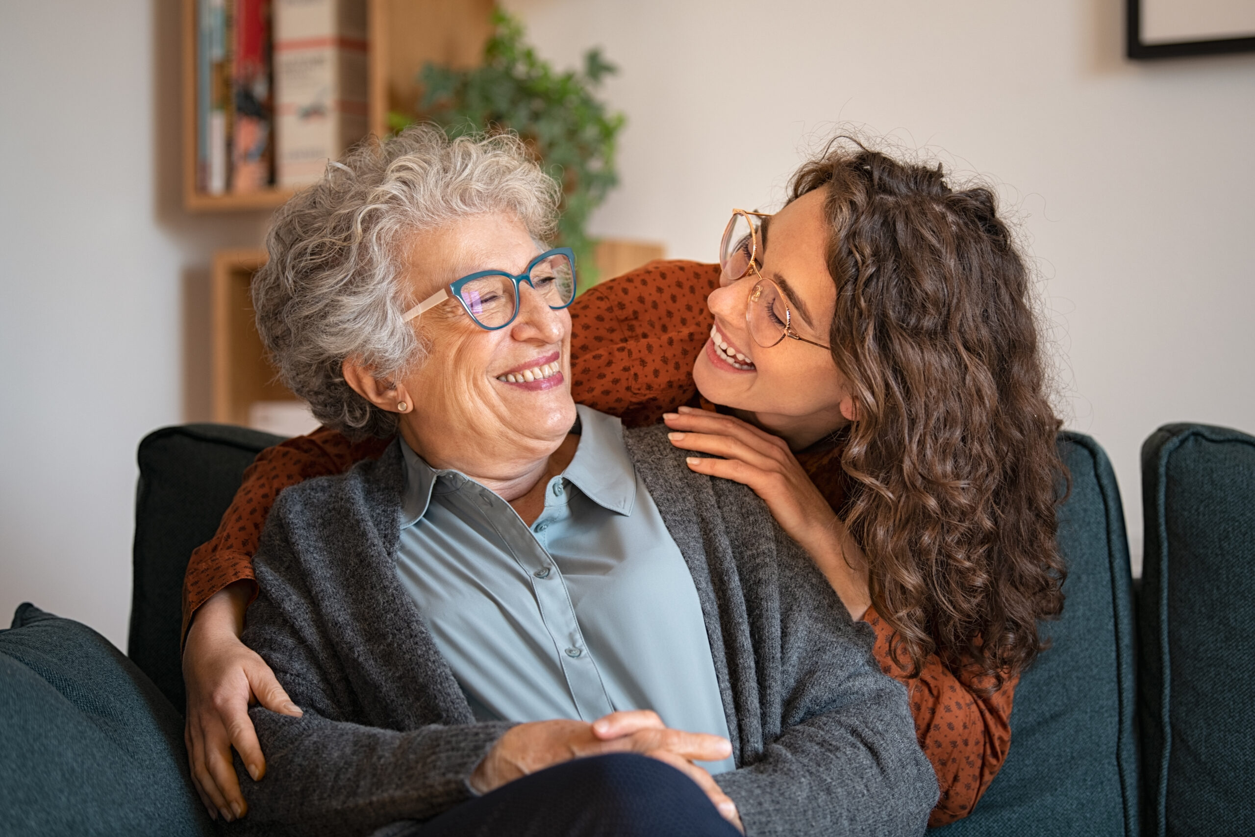 Happy grandma and granddaughter